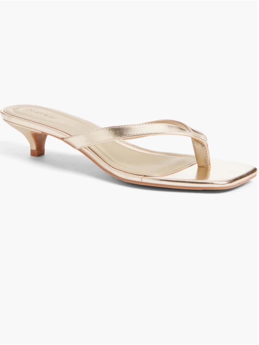 Nordstrom Metallic Gold Kitten-Heel Thong Sandal